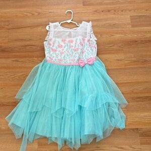 Jona Michelle Aqua and Pink Floral Dress